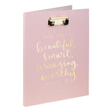 Eccolo Dayna Lee Collection You Are… Beautiful, Smart, Amazing, Worthy Believe It Pink Padfolio Clipboard w/Ruled Notepad