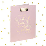 Eccolo Dayna Lee Collection You Are… Beautiful, Smart, Amazing, Worthy Believe It Pink Padfolio Clipboard w/Ruled Notepad