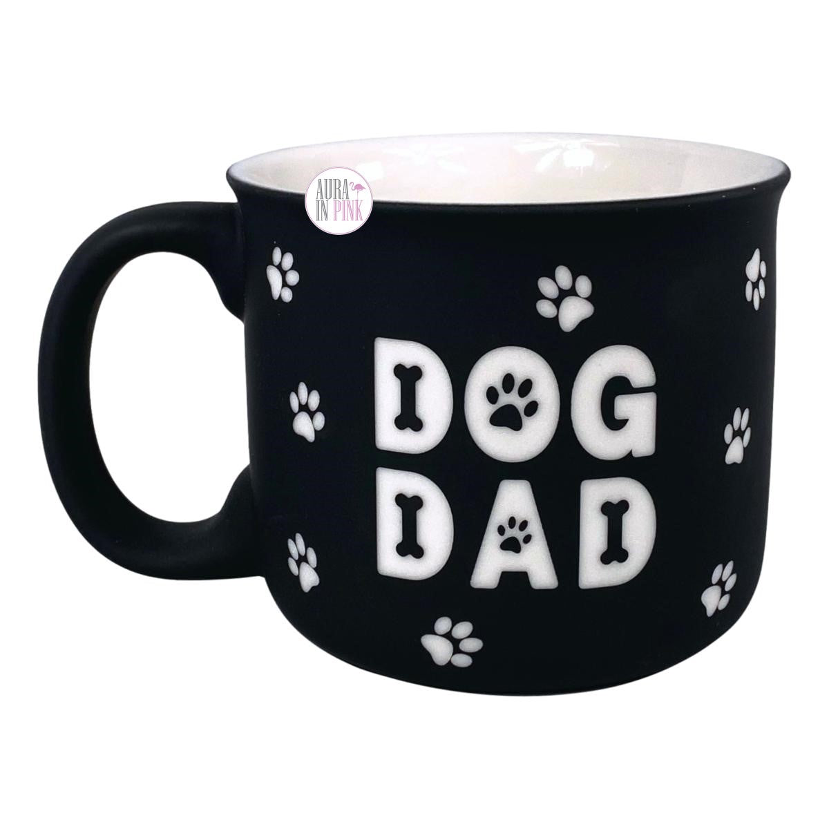 Eccolo Dog Dad Matte Black Ivory Paw Prints Large Soft Touch