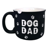 Eccolo Dog Dad Matte Black & Ivory Paw Prints Large Soft Touch Ceramic Coffee Mug