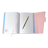 Eccolo Galaxy Gold Stars – liniertes Folio-Tagebuch aus rosa Kunstleder und goldenes Stiftset