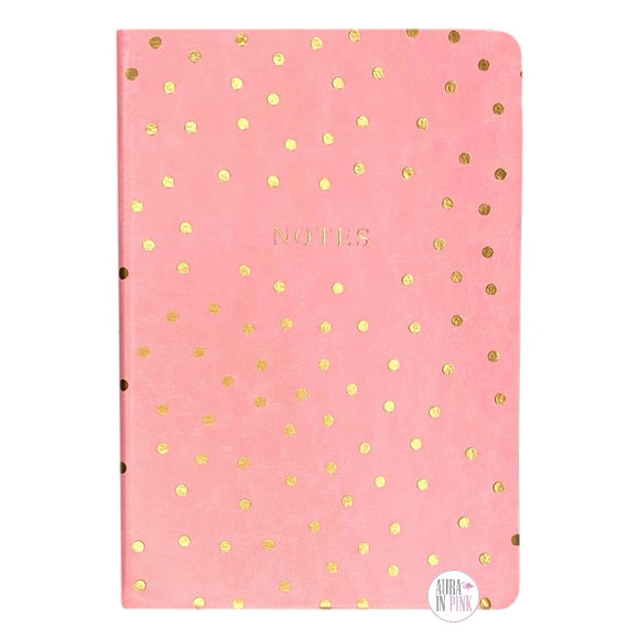 Eccolo Notizbuch mit goldenen Punkten und rosa Kunstledereinband, liniert