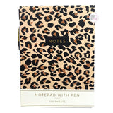 Eccolo Leopard Print Hardcover Notepad & Gold Pen Set