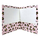 Eccolo Reflective Gold Pink & Tan Leopard Print Pocket Folders Set Of 2