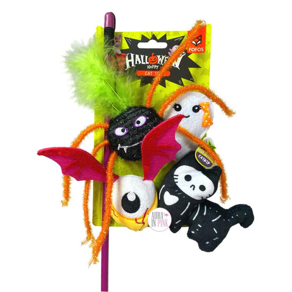 Fofos Pet Halloween Happy 4-Piece Catnip Plush Cat Toys & Teaser Wand Set
