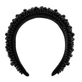 French Connection Faux Black Pearl Fancy Padded Thick Headband