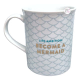 Fringe Studio Life Ambition: Become A Mermaid Aqua Scales White Ceramic Coffee Mug