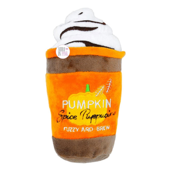 FuzzYard Pumpkin Spice Frothy Puppuccino FuzzYard Brew Autumn Squeaky Plush Dog Toy