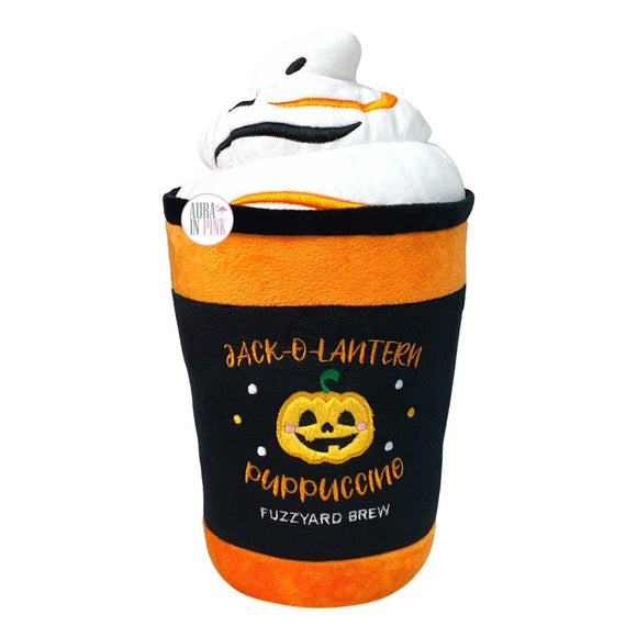 FuzzYard XXL Jack-O-Lantern Frothy Puppuccino FuzzYard Brew Halloween Squeaky Plush Dog Toy
