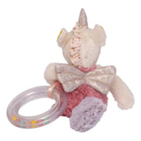 Galipette Lilou & Perlin Ultra-Soft Plush Cream & Pink Winged Unicorn Baby Rattle Ring Toy