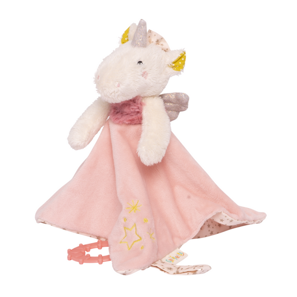 Galipette Lilou & Perlin Ultra-Soft Plush Cream & Pink Winged Unicorn Baby Comfort Nunu Woobie Blankie