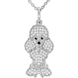 Gemour Sterling Silver Fancy French Poodle CZ Pendant Necklace