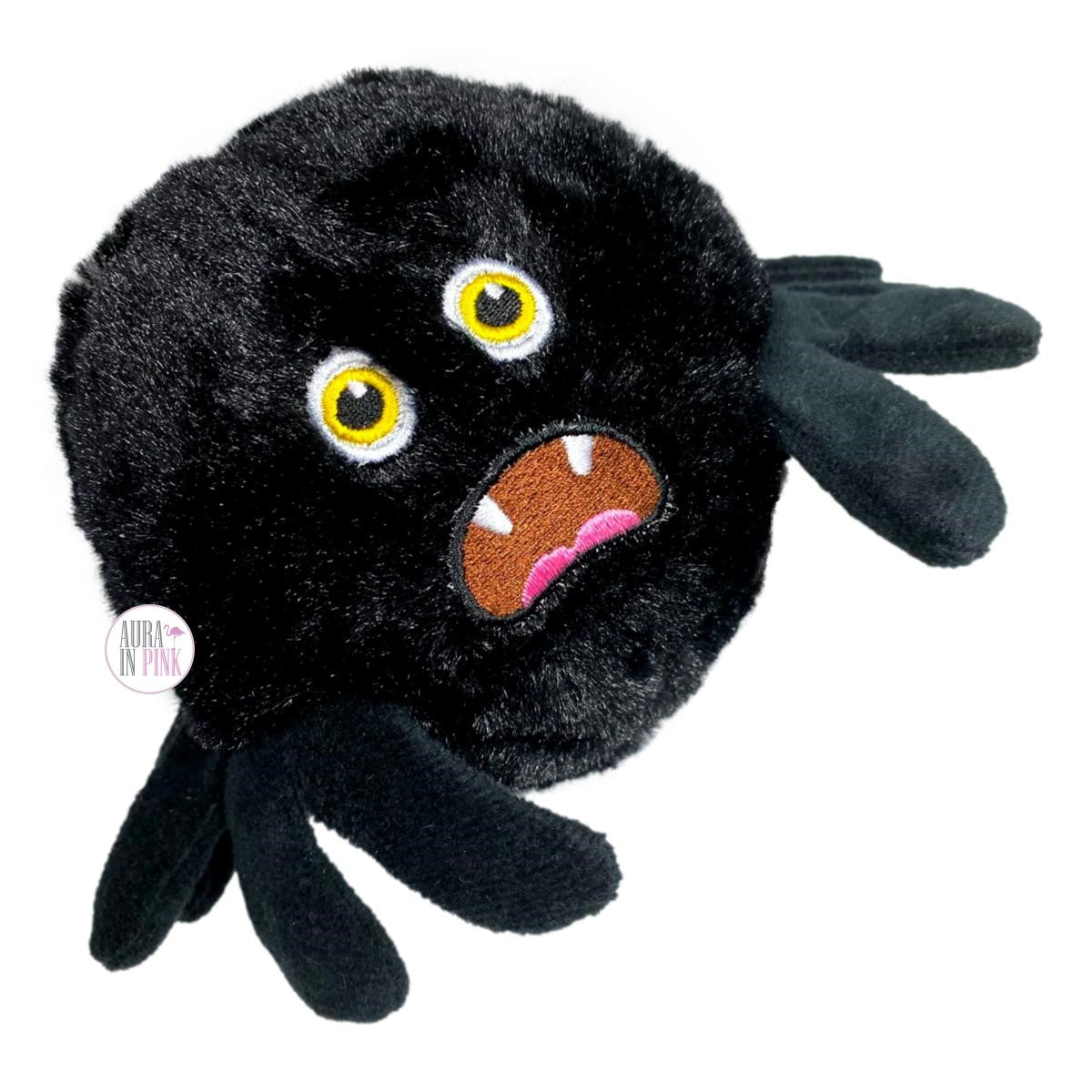 Giftable World Scared Black Spider Spiker Ball Squeaky Plush Dog