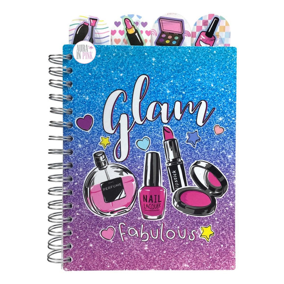 Glam Fabulous Cosmetics Sectioned Dividers Spiral-Bound Ruled Notebook