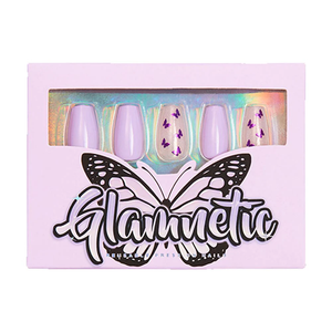 Glamnetic – Mariposa – Fliederfarbene Schmetterlinge – Wiederverwendbare Aufklebnägel mit Sargspitze, mittelgroß