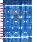 Graphique De France Positive Vibes Gold Scripted Shibori Blue White Power Wave Spiral-Bound Notebook