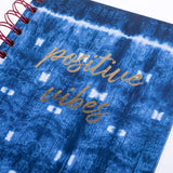 Graphique De France Positive Vibes Gold Scripted Shibori Blue White Power Wave Spiral-Bound Notebook