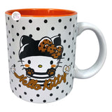 Hello Kitty By Sanrio Halloween Glitter Jail Bird Black Polka Dotted White & Orange Ceramic Coffee Mug