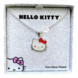 Hello Kitty By Sanrio Hello Kitty Face Red Bow Licensed Enamel Fine Silver Plated Pendant Necklace