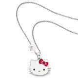 Hello Kitty By Sanrio Hello Kitty Face Red Bow Licensed Enamel Fine Silver Plated Pendant Necklace