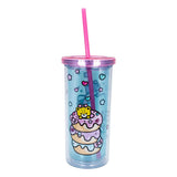 Hello Kitty By Sanrio Stacked Donuts Blue Pink Double Wall Tumbler w/Lid & Straw