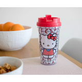 Hello Kitty Multiple Kitty Faces Red Double Wall Tumbler w/Lid