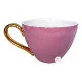 „Hey There“ Keramiktasse in Altrosa und Gold für heißen Tee