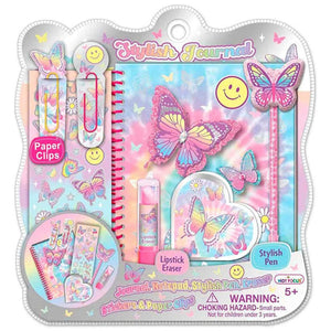 Hot Focus Butterfly Stylish Journal, Notepad, Lipstick Eraser, Stickers, Paper Clips, & Puffy Pen Set