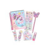 Hot Focus Butterfly Stilvolles Tagebuch, Notizblock, Lippenstift-Radiergummi, Aufkleber, Büroklammern und Puffy-Pen-Set