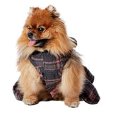 Hotel Doggy Grey & Pink Plaid Wool Peplum Dress Black Faux Fur Collar Dog Cat Pet Outfit