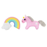 Hugsmart Meow Buddies Pink Unicorn & Rainbow Cloud Treat Hideaway Catnip Plush Cat Toy Set