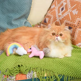 Hugsmart Meow Buddies Pink Unicorn & Rainbow Cloud Treat Hideaway Catnip Plush Cat Toy Set