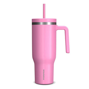 HydraPeak Classics Bubblegum Pink Voyageur 40oz Stainless Steel Insulated Travel Tumbler w/Handle & Straw