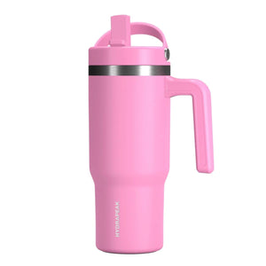 HydraPeak Classics Bubblegum Pink Voyageur Mini 18oz Stainless Steel Insulated Travel Tumbler w/Handle & Flip-Top Straw Lid