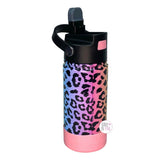 Hydraflow Hybrid Pastel Rainbow Cheetah Print Stainless Steel Triple Wall Vacuum Flip Top Bottle w/Handle & Silicone Boot