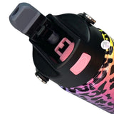 Hydraflow Hybrid Pastel Rainbow Cheetah Print Stainless Steel Triple Wall Vacuum Flip Top Bottle w/Handle & Silicone Boot