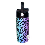 Hydraflow Hybrid Pastel Rainbow Cheetah Print Stainless Steel Triple Wall Vacuum Flip Top Bottle w/Handle & Silicone Boot