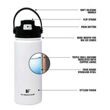 Hydraflow Hybrid Pastel Rainbow Cheetah Print Stainless Steel Triple Wall Vacuum Flip Top Bottle w/Handle & Silicone Boot