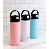 Hydraflow Hybrid Pastel Rainbow Cheetah Print Stainless Steel Triple Wall Vacuum Flip Top Bottle w/Handle & Silicone Boot