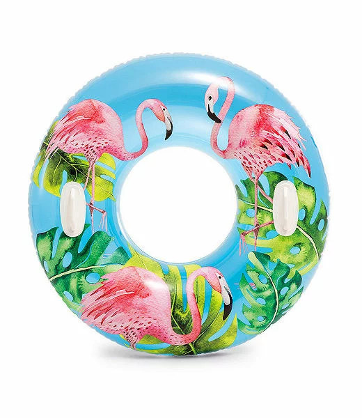 Intex Lush Tropical Pink Flamingos Transparent Tube Pool Float