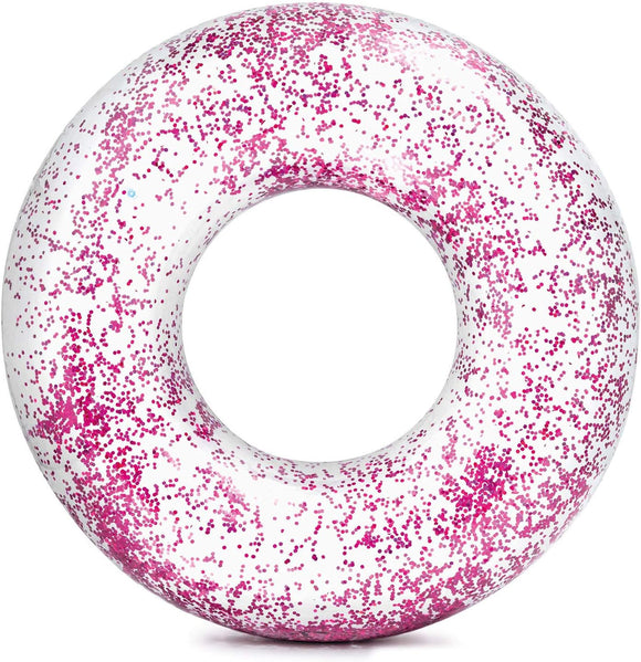 Intex Sand & Summer - Transparenter Pool-Schwimmreifen „Sparkling Pink Glitter“