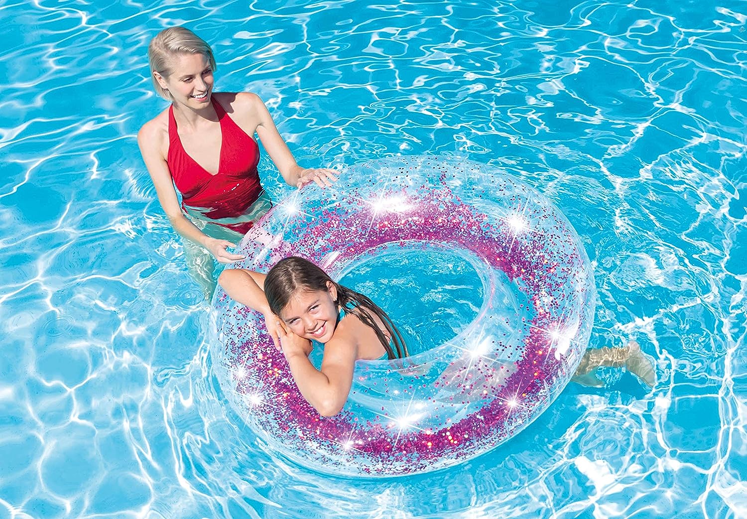Intex Sand Summer Sparkling Pink Glitter Transparent Tube Pool Float intex-sand-summer-sparkling-pink-glitter-transparent-tube-pool-float
