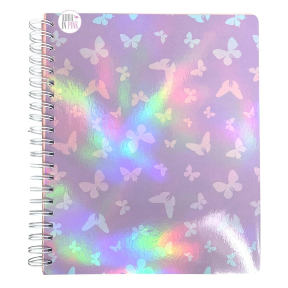 Iridescent Butterflies Lavender Purple Spiral-Bound Large Ruled Notebook