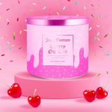 Juicy Couture Cherry On Top Triple Wick Fine Fragrance Scented Candle in Pink Icing Sprinkles Glass Jar w/Lid