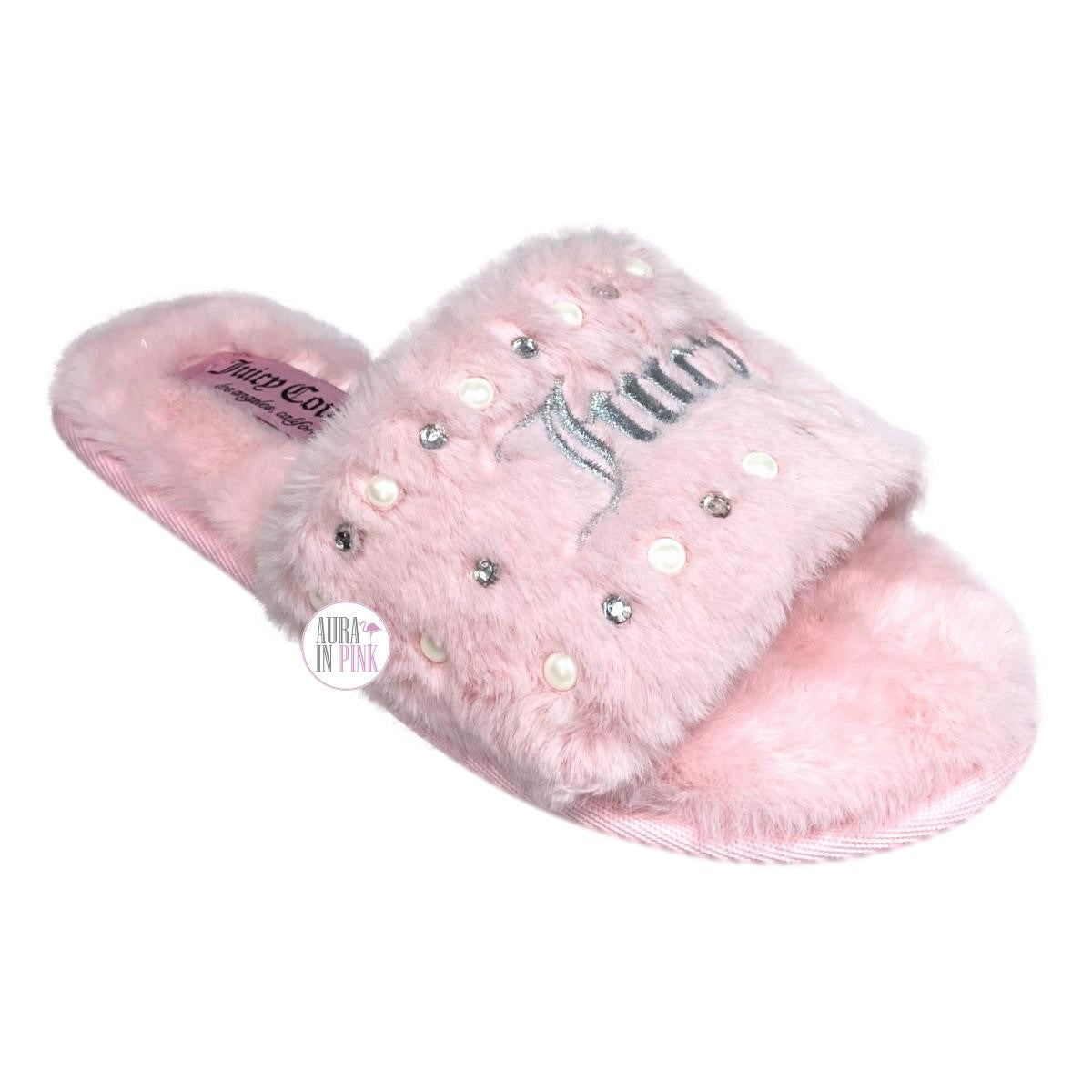 Pink Furry Slides For Women Juicy Couture Ladies Q-Blush Pink