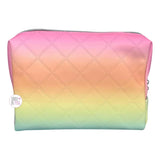 Juicy Couture Ombre Pastel Rainbow Faux Quilted Leather Zip Travel Cosmetics Makeup Bag