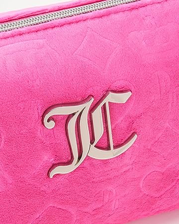 Juicy Couture Reise Kosmetiktasche aus Velours mit Monogramm und ReiBverschluss und Kulturbeutel