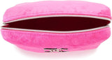 Juicy Couture Pink Velour Monogram Wedge Zip Travel Cosmetic Bag w/Toiletry Bottle