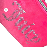 Juicy Couture Pink Velour Rhinestone Bling Emblem Median Zip Cosmetics Case w/Silver Handle