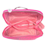 Juicy Couture Pink Velour Rhinestone Bling Emblem Median Zip Cosmetics Case w/Silver Handle